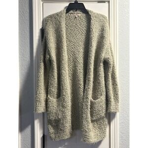 Love Tree Women's Fuzzy Open-Front Cardigan - Gray